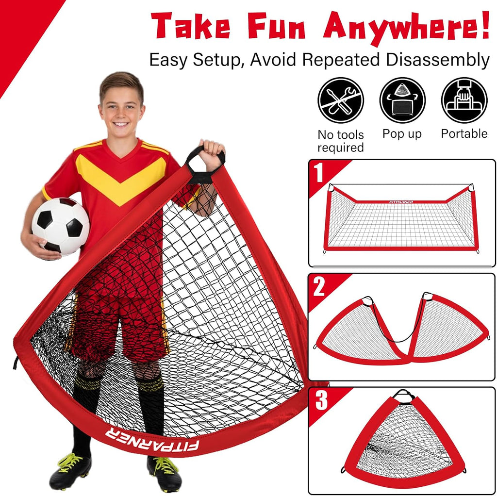 Portería de fútbol, portería de fútbol para niños en el patio trasero, 2 unidades, redes de fútbol portátiles de 4 x 3/6 x 4 pies con objetivo, pelota y conos, equipo de entrenamiento de