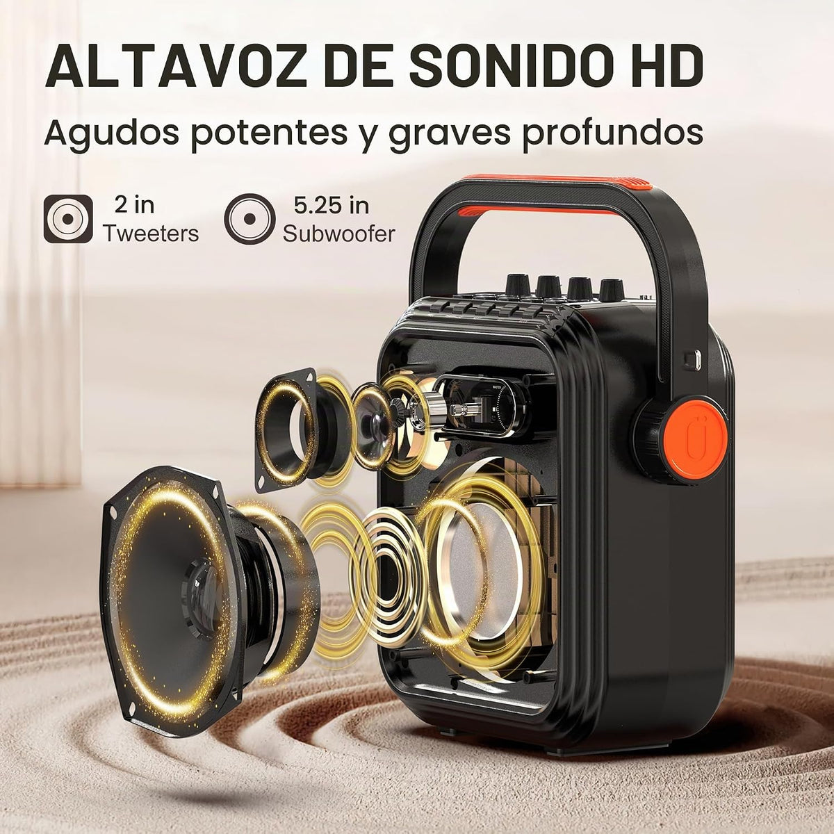 JYX Máquina de karaoke con 2 micrófonos inalámbricos, altavoz Bluetooth portátil con correa de hombro, sistema de PA con soporte para subwoofer TWS, USB, radio, AUX, función para grabar, bajos y