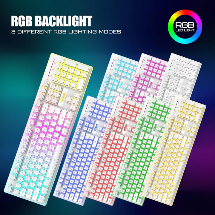 RedThunder K10 - Combo de teclado y mouse inalámbricos para juegos,...