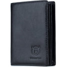 BULLCAPTAIN Cartera de cuero genuino plegable de gran capacidad para hombres con 15 ranuras para tarjetas QB-027