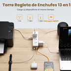 TESSAN - Regleta protectora contra sobretensiones con protección 1050J