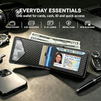 Cartera para hombre, con funda de metal, inteligente, delgada, con cierre magnético, 14-16 tarjetas, billetera triple de cuero con bloqueo RFID, bolsillo frontal