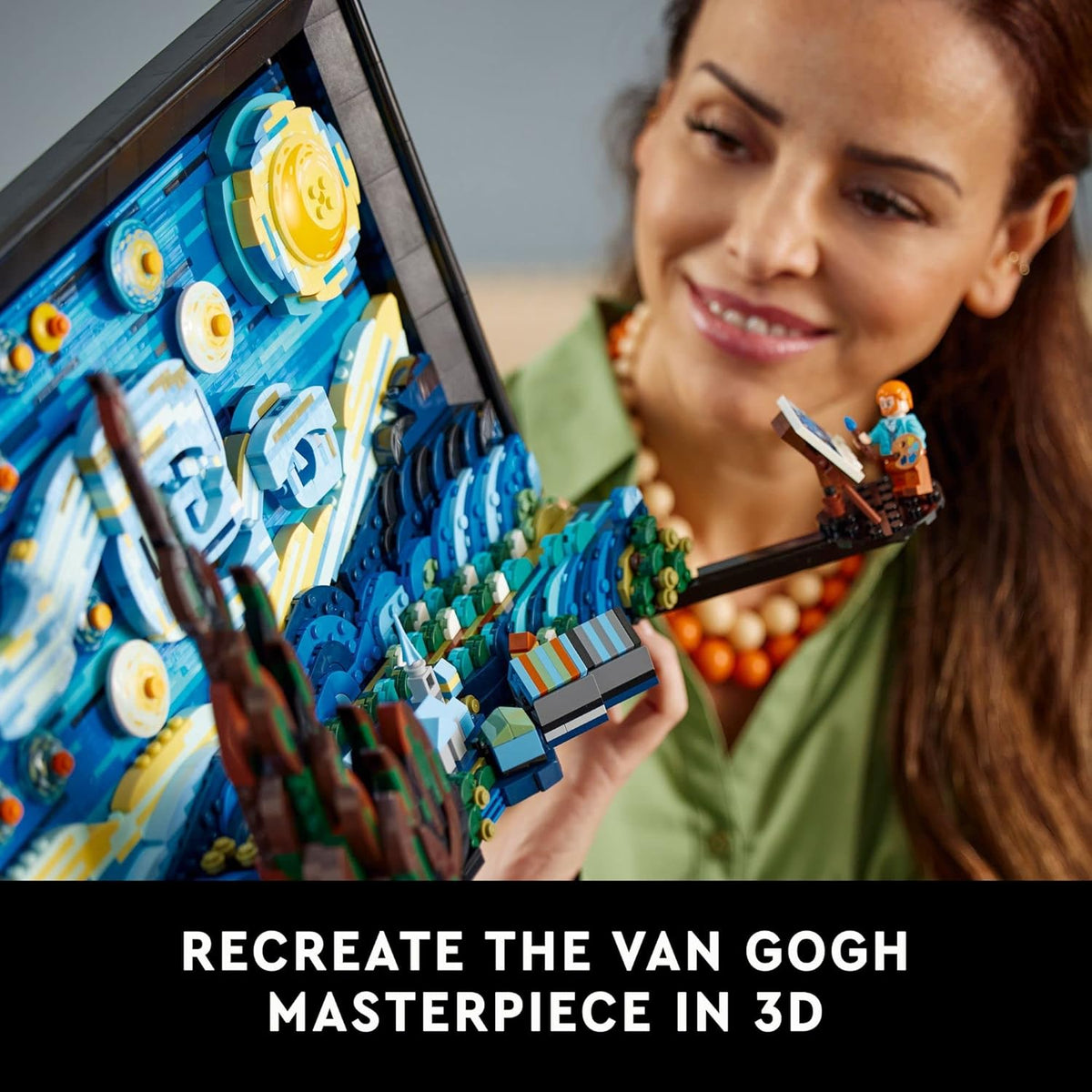 LEGO Ideas Vincent Van Gogh The Starry Night - Juego de construcción para adultos, mayores de 18 años - Decoración artística de pared para el hogar bellamente detallada - Regalo para hombres y mujeres