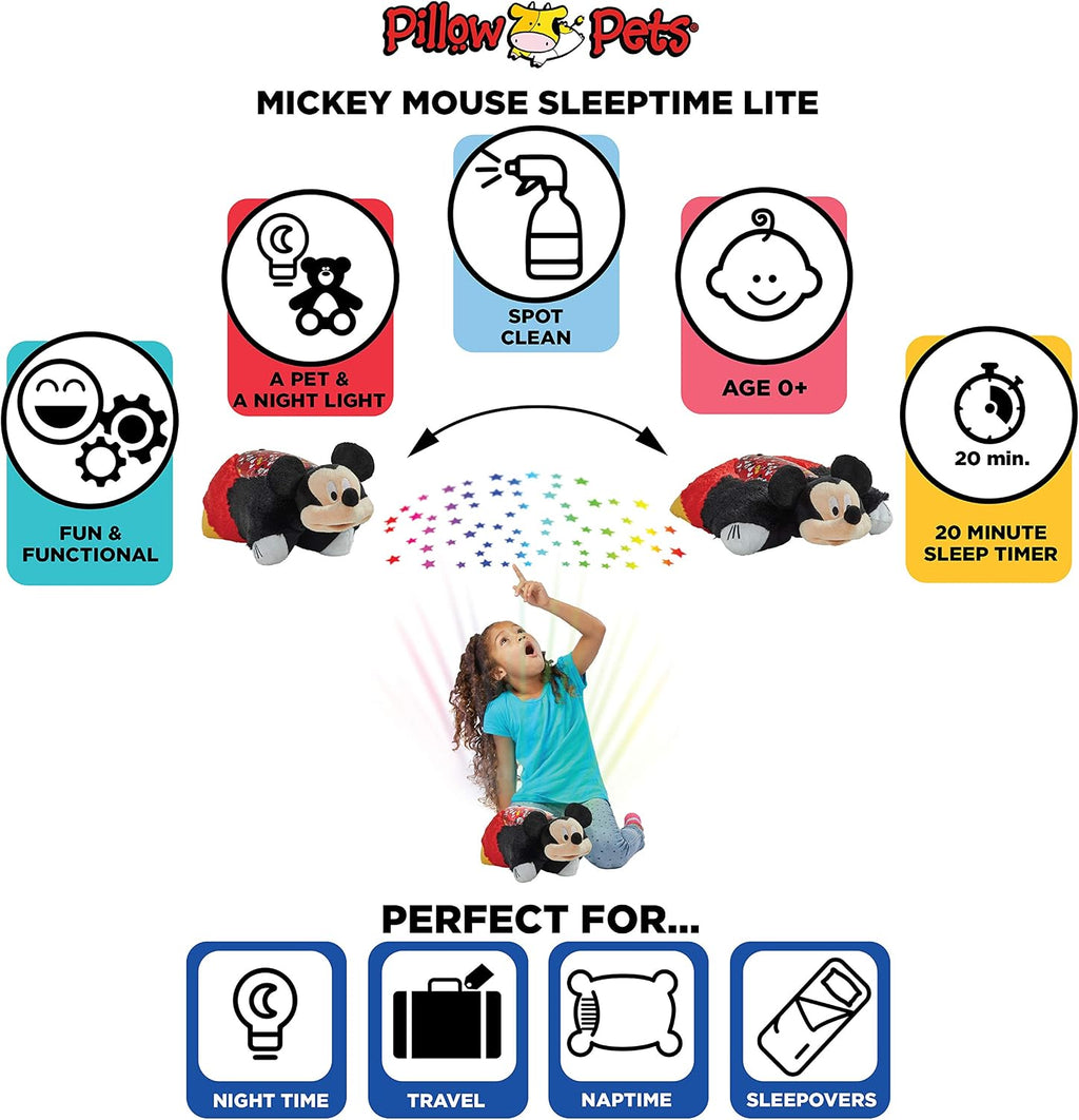 Pillow Pets Disney Mickey Mouse, 11" Sleeptime Lite