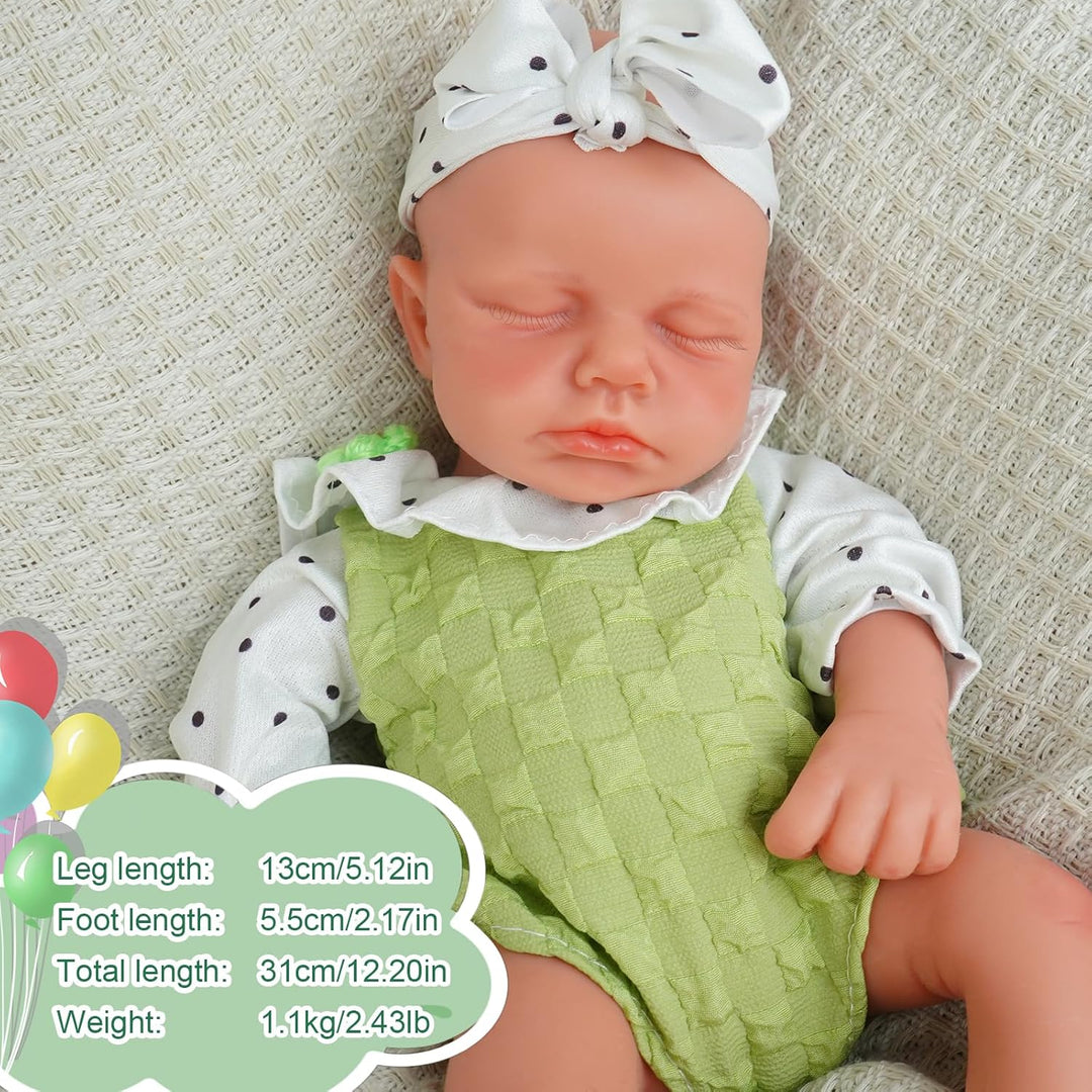 Muñeca de bebé de 12.2 pulgadas para niña, muñeca de bebé de silico...