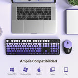 SQMD Combo de teclado y mouse inalámbricos, teclado retro de tamaño...