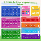 JoyCat 3 juegos de azulejos magnéticos de letras, carpeta de construcción