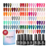 COSCELIA Juego de 40 esmaltes de uñas de gel, 35 colores de esmalte...