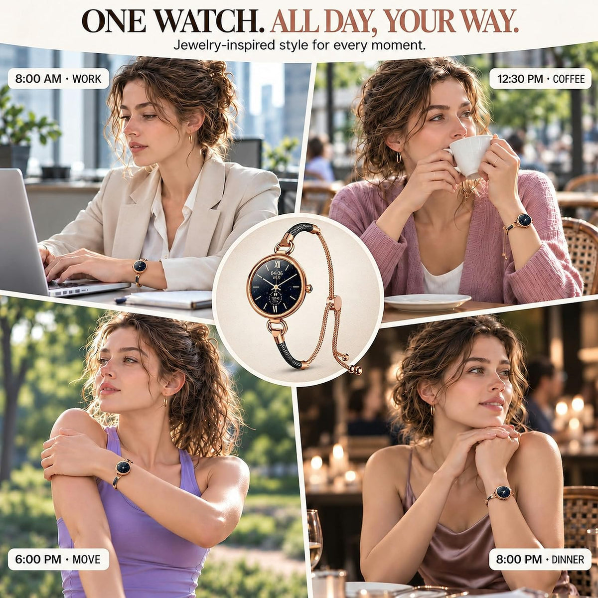 GBOOWIN - Relojes inteligentes para mujer, AMOLED de 1.19 pulgadas, IP68