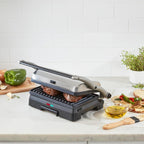 Cuisinart Griddler® - Parrilla interior y prensa Panini, platos de cocina antiadherentes aptos para lavavajillas, acero inoxidable, GR-11NAS