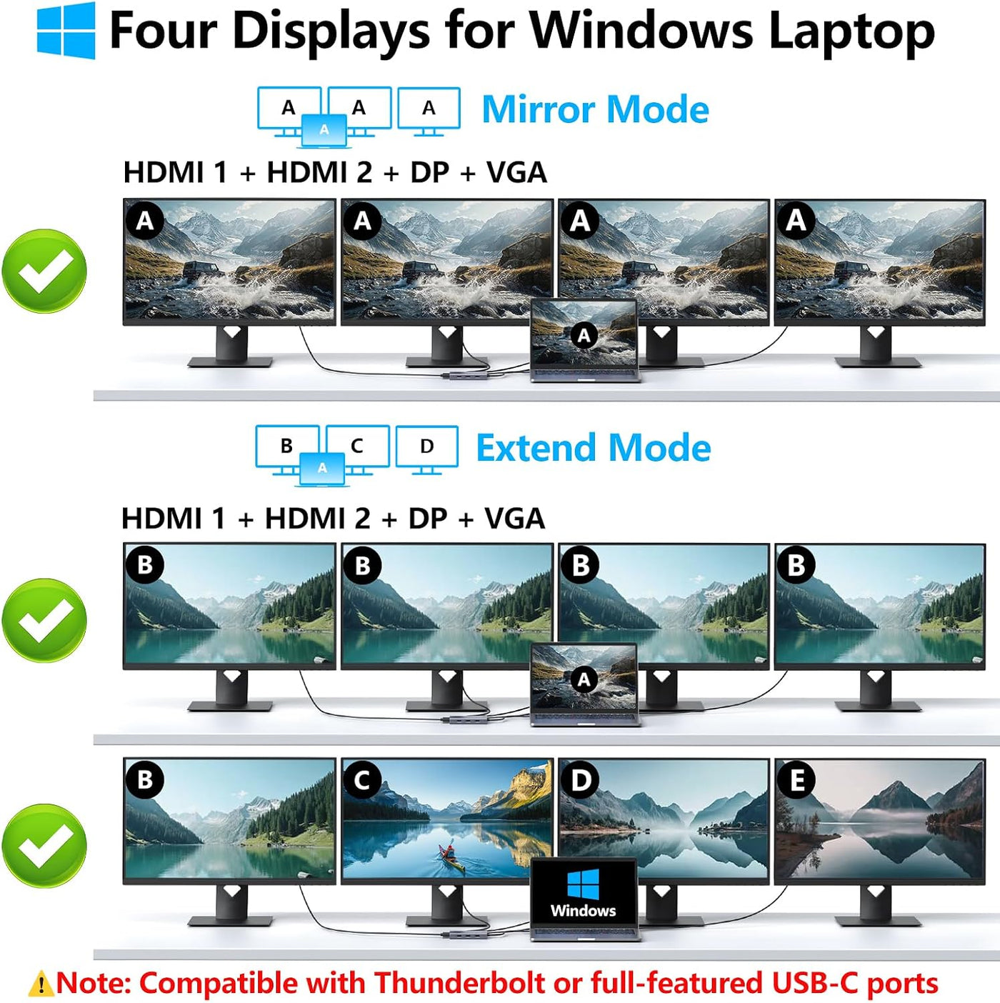Estación de acoplamiento USB C con adaptador de monitor dual HDMI,...