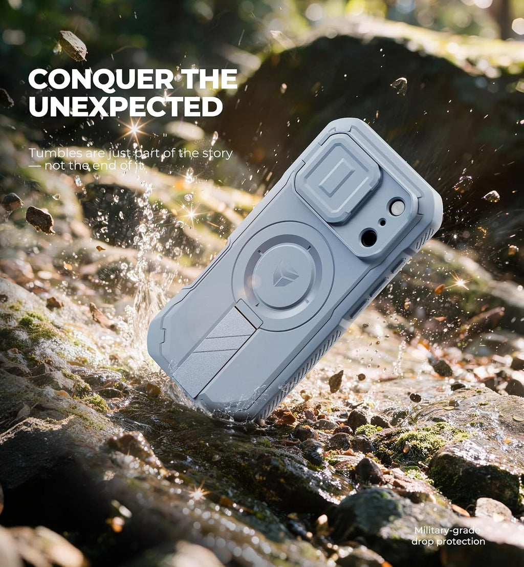 Dexnor Funda para teléfono Pro 2026/2025, [2 marcos frontales, funda para cámara abatible integrada y soporte integrados], compatible con MagSafe, funda resistente a prueba de golpes con protector de