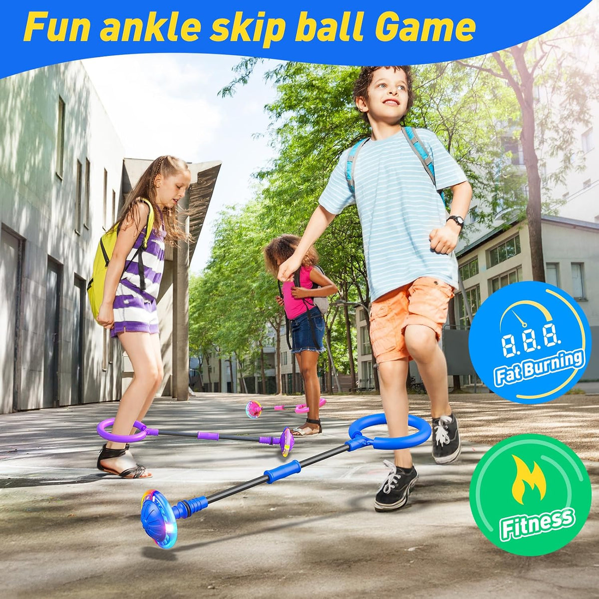 Flooyes Skip Ball para Niños, Pelota Saltarina de Tobillo con Contador, Temporizador