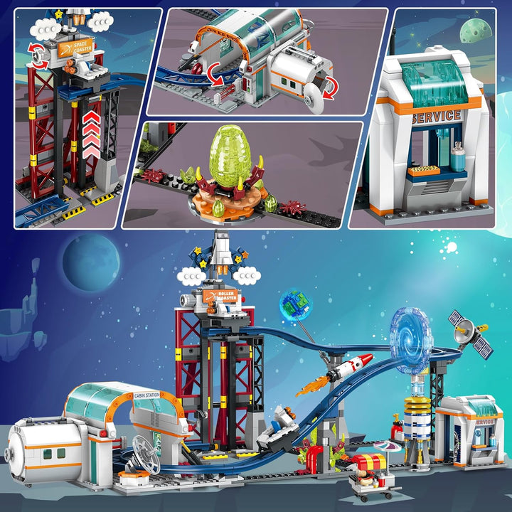 HOGOKIDS Juguete de construcción de montaña rusa espacial