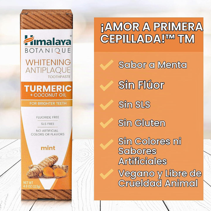 Himalaya Botanique - Pasta de dientes de hierbas antiplaca de cúrcu...