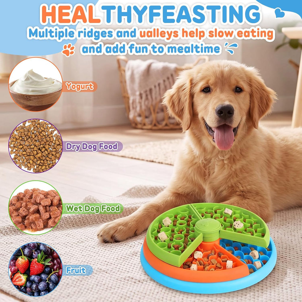 2 cuencos de alimentación lenta para perros, 3 niveles con 2 cucharas de silicona para reducir el aburrimiento y la ansiedad, antideslizante, interactivo, rompecabezas para perros, juguete de