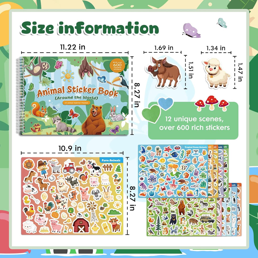 Libros de calcomanías de animales para niños pequeños de 2