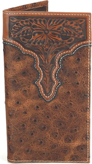 ARIAT Billetera en relieve floral con estampado de avestruz Rodeo p...