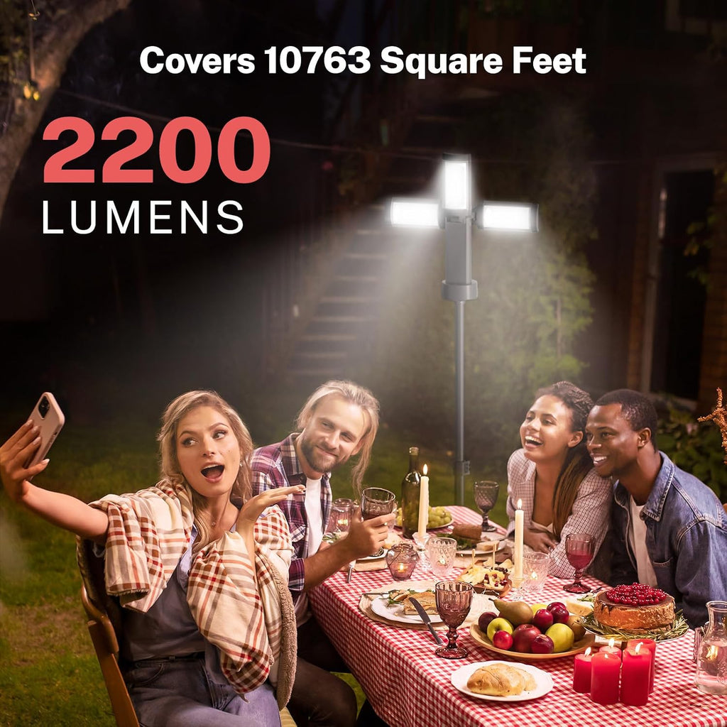 Lámpara OGERY Luz de camping recargable de 10000mAh con soporte 2 m de altura máxima, luz de trabajo inalámbrica con 3 cabezales de lámpara LED, 2200 lúmenes, equipo esencial de camping, linterna de