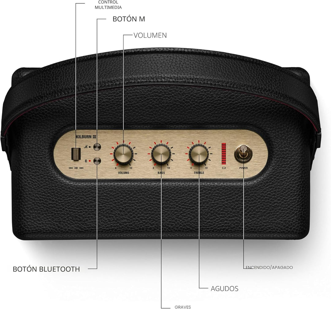 Marshall Kilburn III Altavoz Bluetooth portátil - Negro y latón