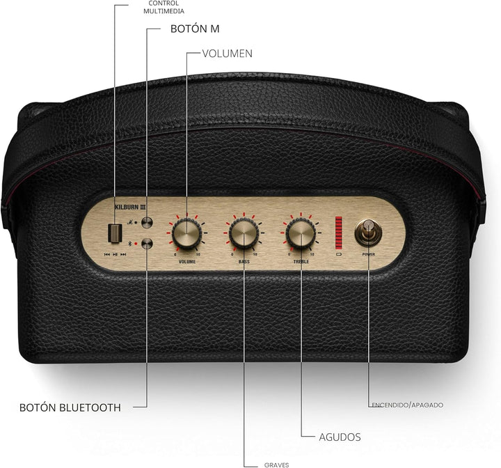 Marshall Kilburn III Altavoz Bluetooth portátil - Negro y latón