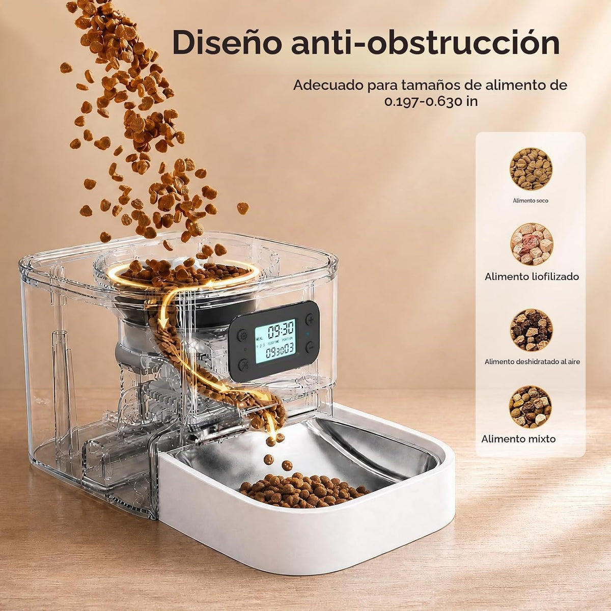 Comedero Automático para Gatos 7L, Dispensador de Comida 9 Comidas/Día para Gatos y Perros Pequeños
