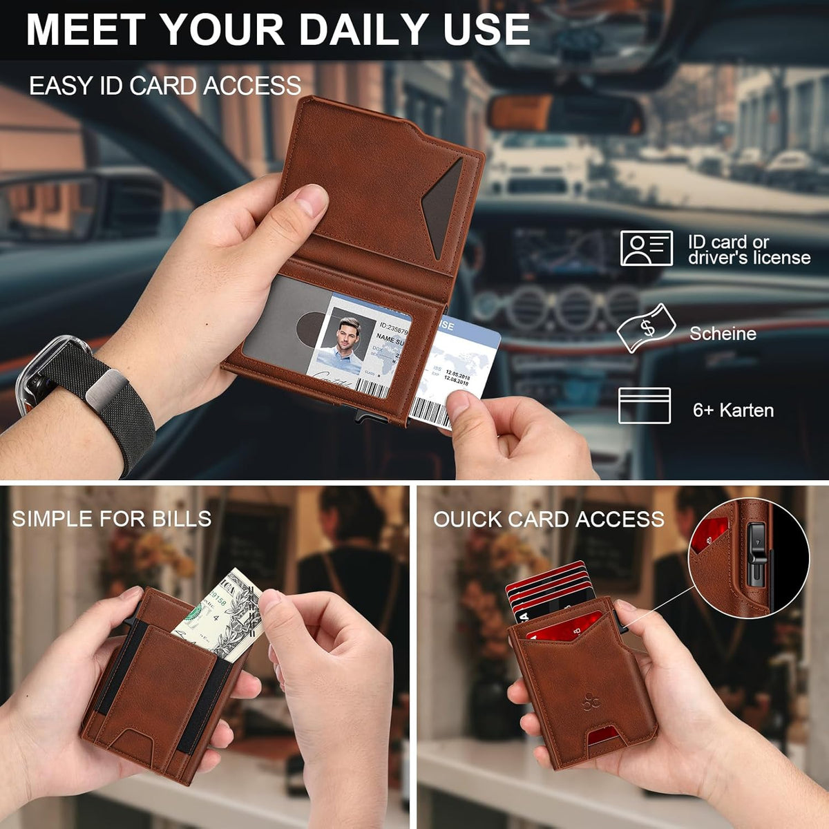 Cartera SEMORID para hombres con soporte para tarjetas de crédito d...