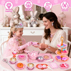 Hohosunlar Juego de fiesta de té para niñas pequeñas 3-5, 6-8, juguetes de