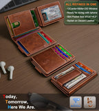 KEMISANT Billetera para hombre, delgada de cuero con clip para dine...