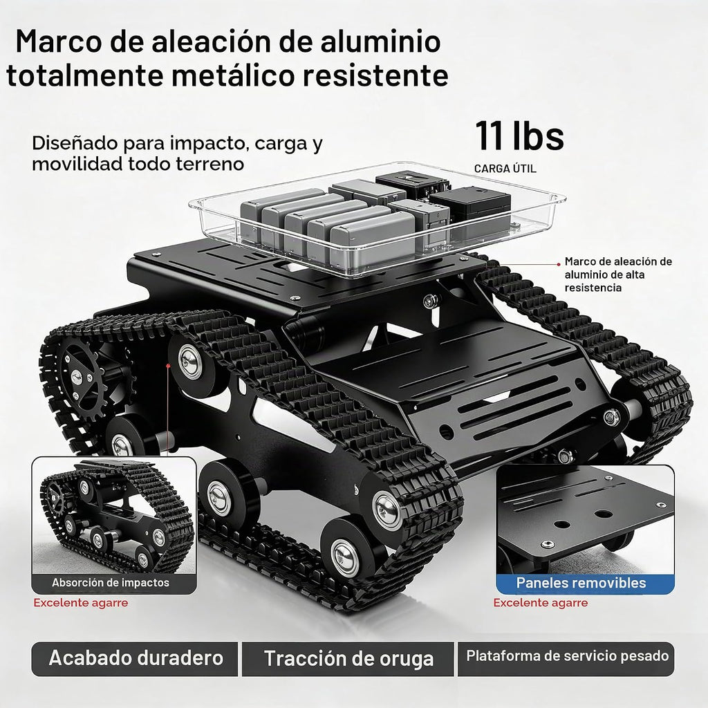 Kit de chasis de tanque robótico metálico con motor DC para Arduino Raspberry Pi DIY