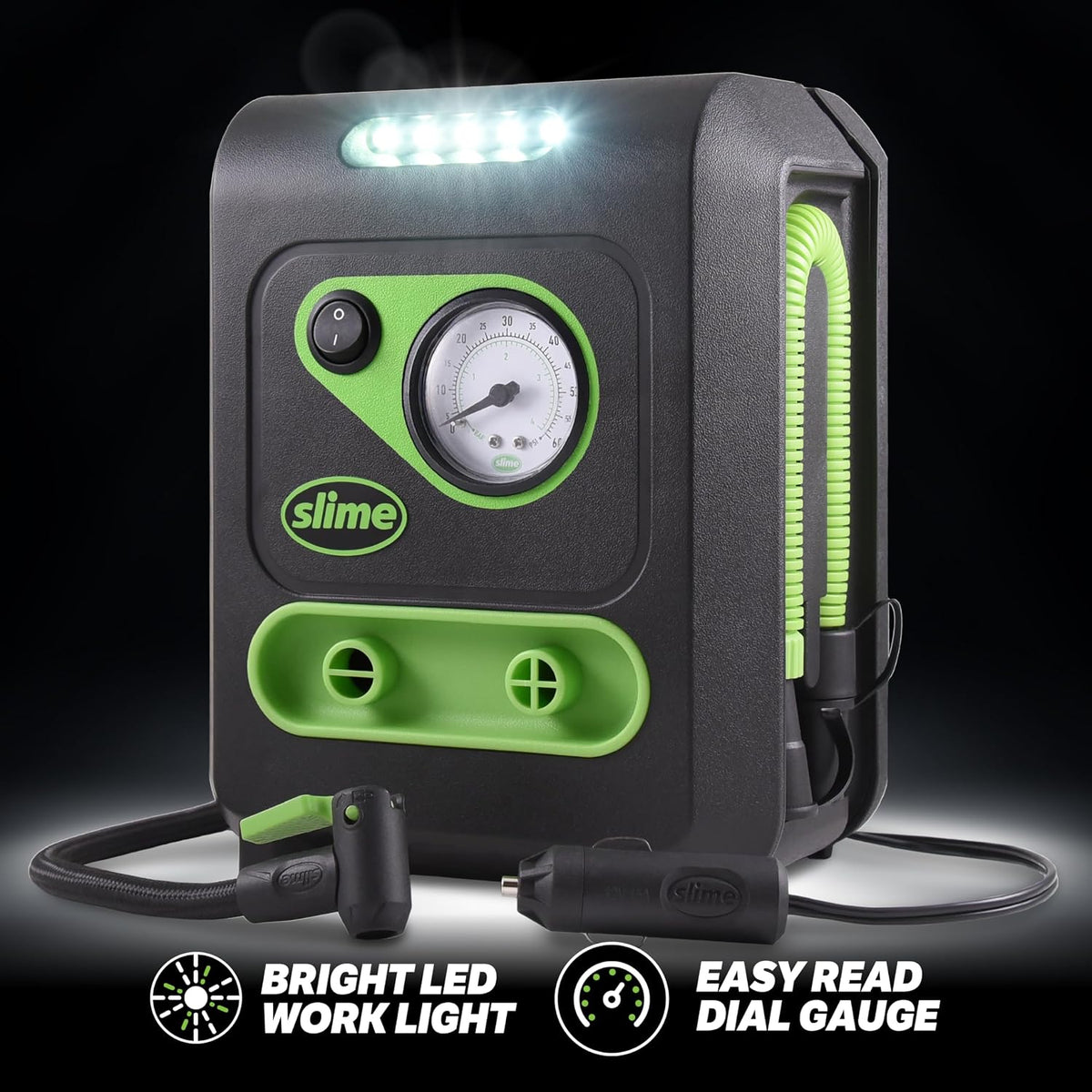 Inflador de llanta\/bomba dual 12V Slime 40034 para usos múltiples