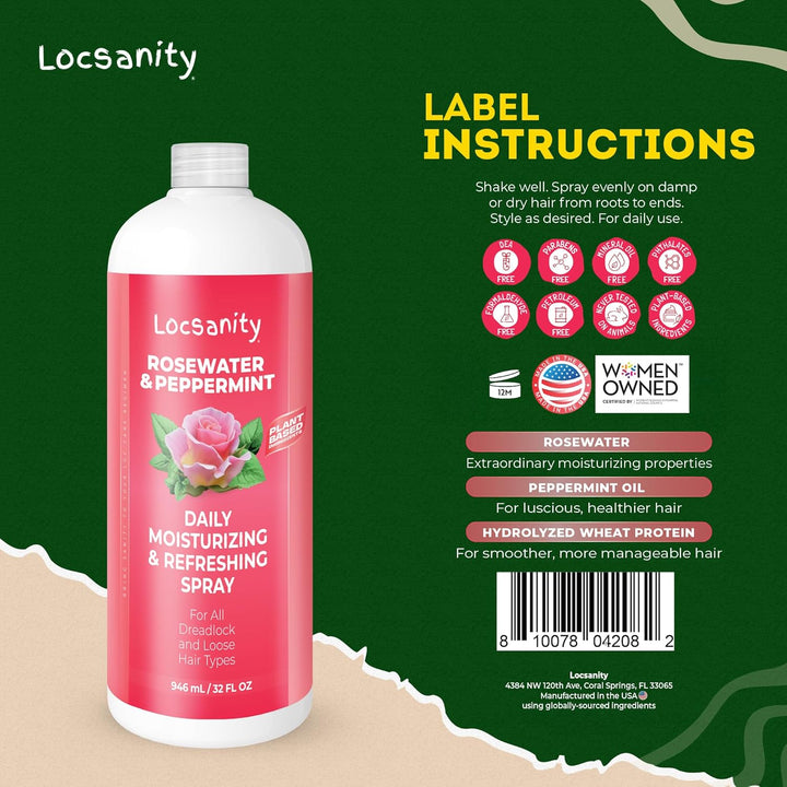 Locsanity Spray hidratante diario de agua de rosas y menta \u2013 S...