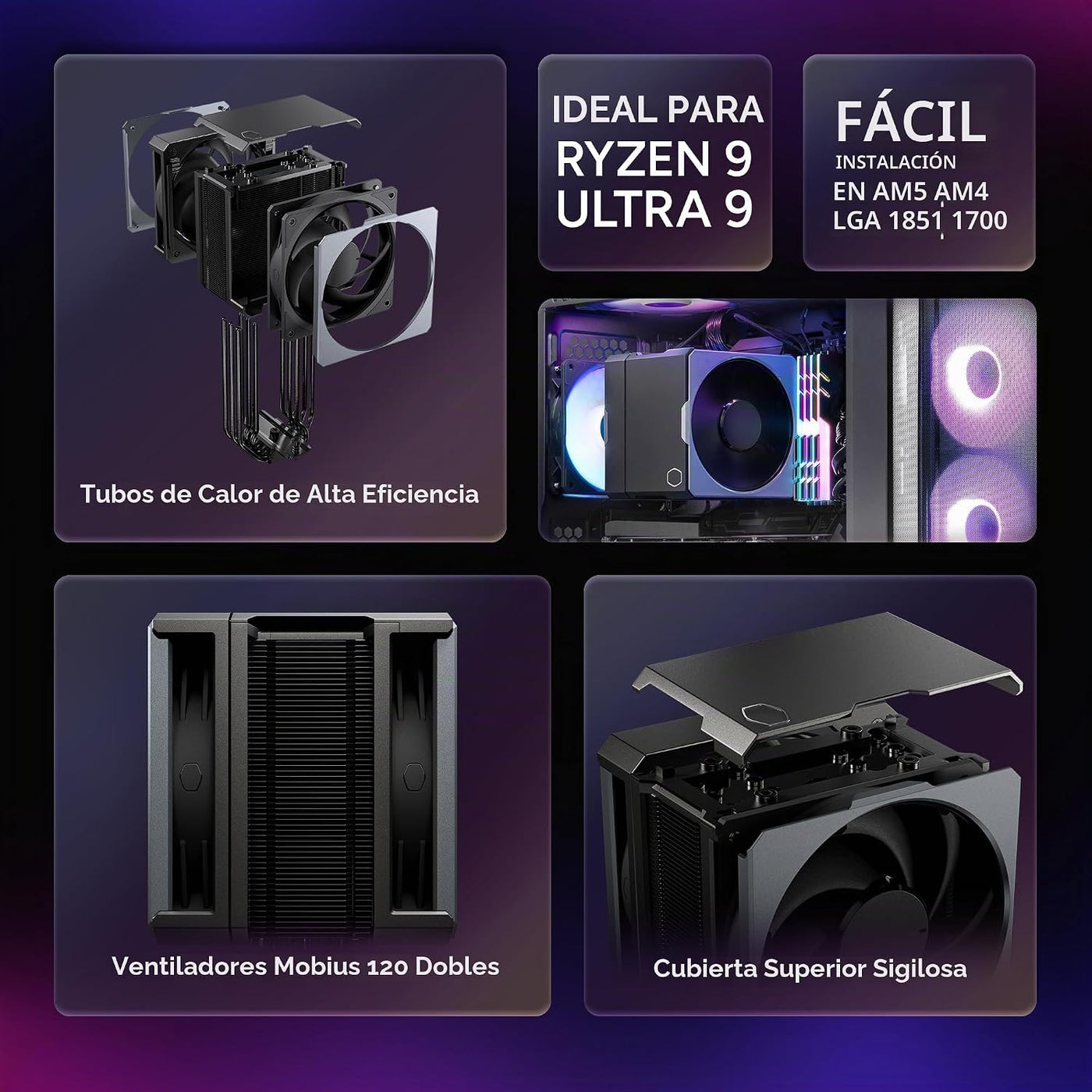Cooler Master Hyper 612 APEX SCHP Enfriador de aire para CPU, venti...