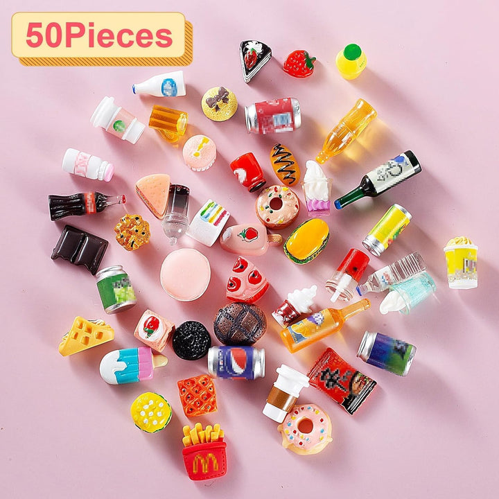 50 piezas de botellas en miniatura de comida y bebida