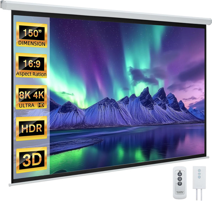 YODOLLA 150" Pantalla de Proyector Motorizada 16:9, Pantalla de...
