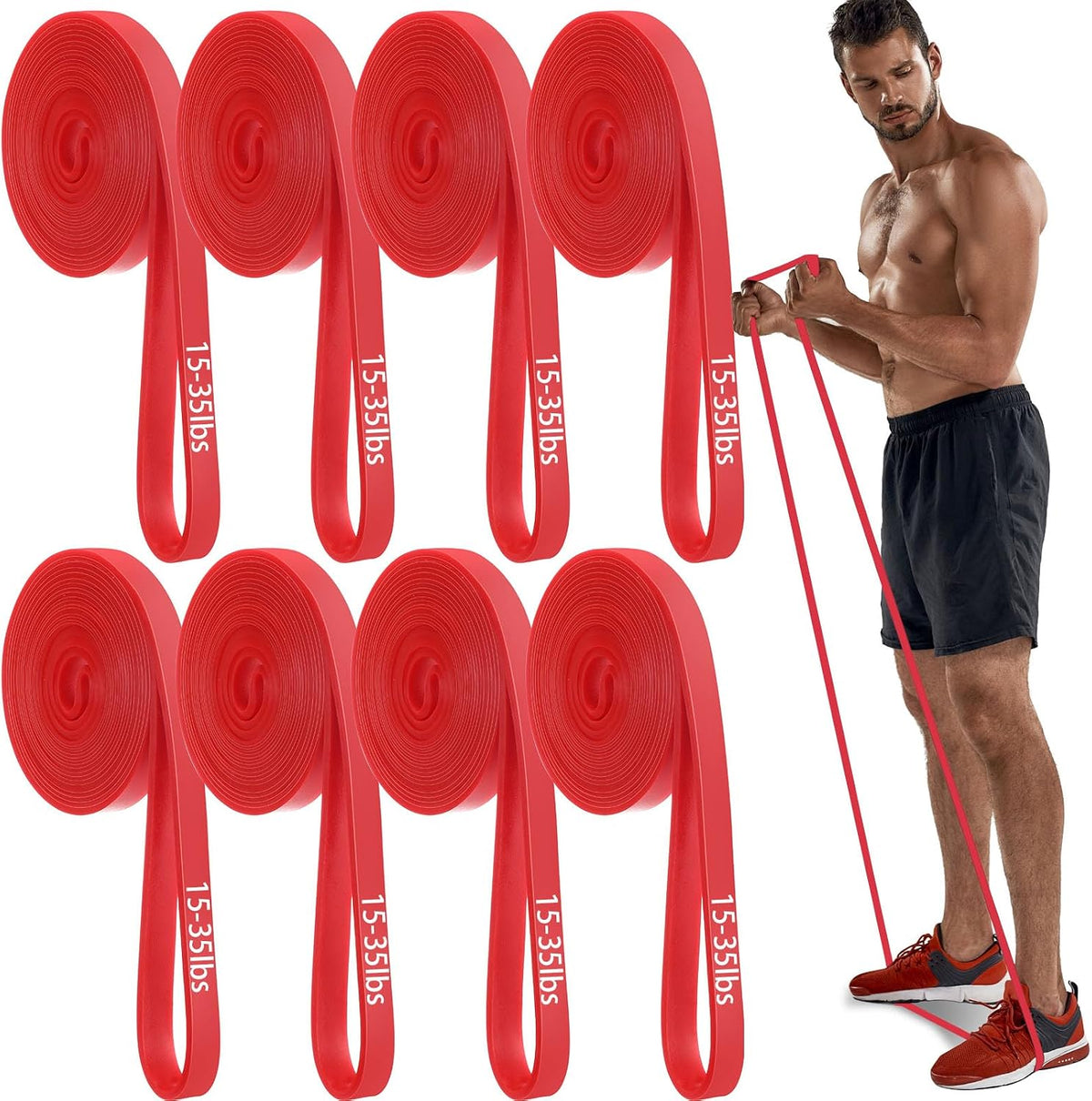 Foilswirl 8 piezas de bandas de resistencia, bandas de tracción, bandas de asistencia para tracción, bandas de ejercicio y entrenamiento para trabajar los músculos, entrenamiento físico, terapia