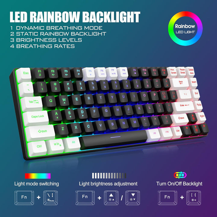 RedThunder Combo de Teclado y Ratón Inalámbrico K84, Retroiluminaci...