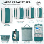 OlarHike Juego de 10 cubos de compresión para artículos esenciales de viaje, bolsas compresibles expandibles ahorradoras de espacio para organizar la ropa, bolsas de ropa de equipaje con más de 1000