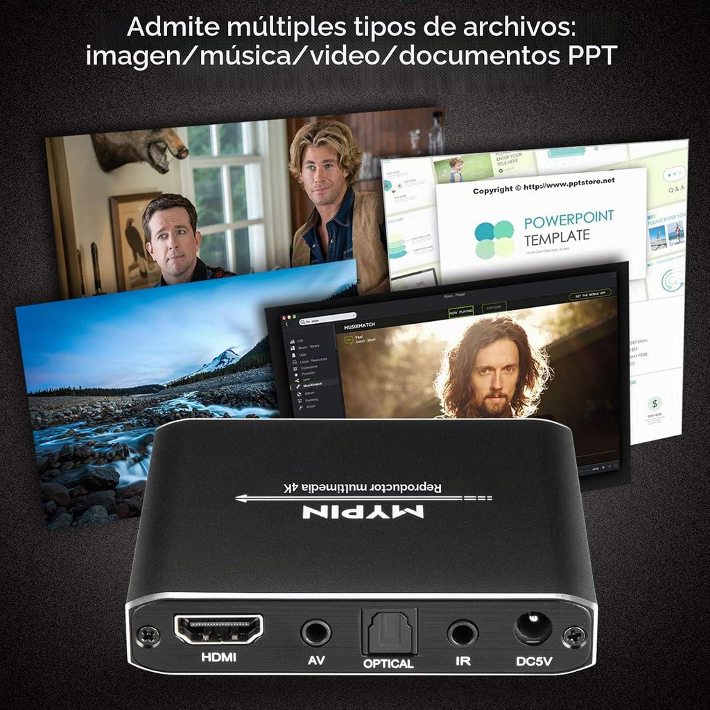 Reproductor multimedia 4K@30hz con control remoto, HDMI hasta 7.1 sonido