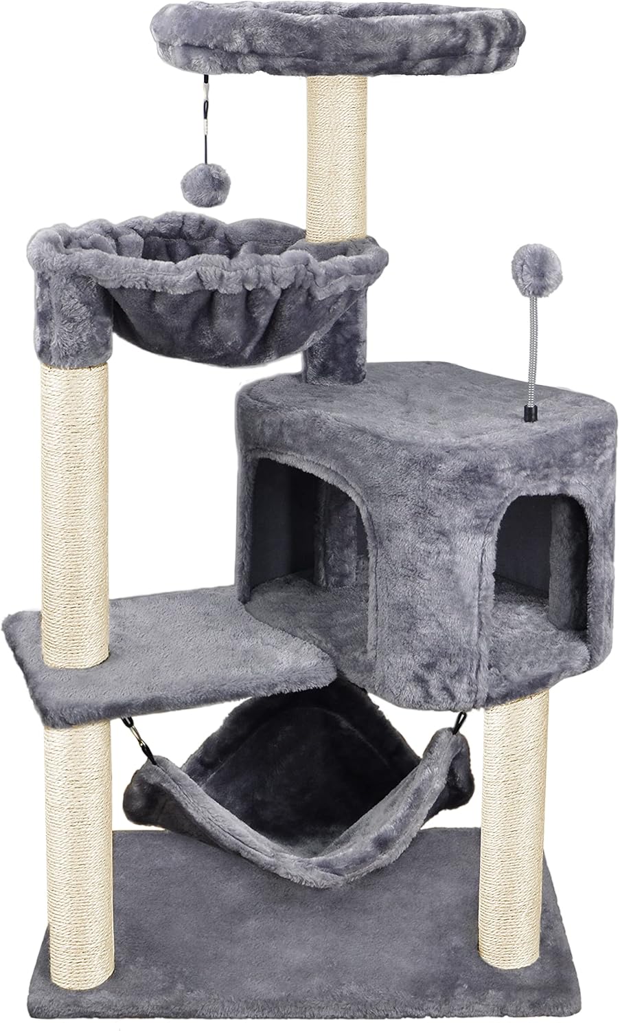 YUNIQUE - Árbol para gatos con condominio y hamaca grande, gris