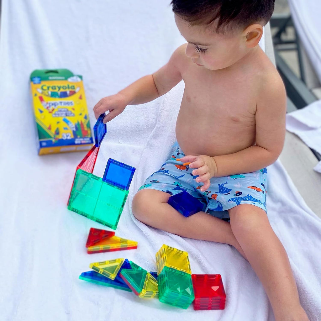 CreateOn Crayola Mini azulejos magnéticos PIP, colores llamativos - juego de construcción para niños, juguetes de construcción magnéticos para niños, juguetes de viaje STEM para niños y niñas de 3+