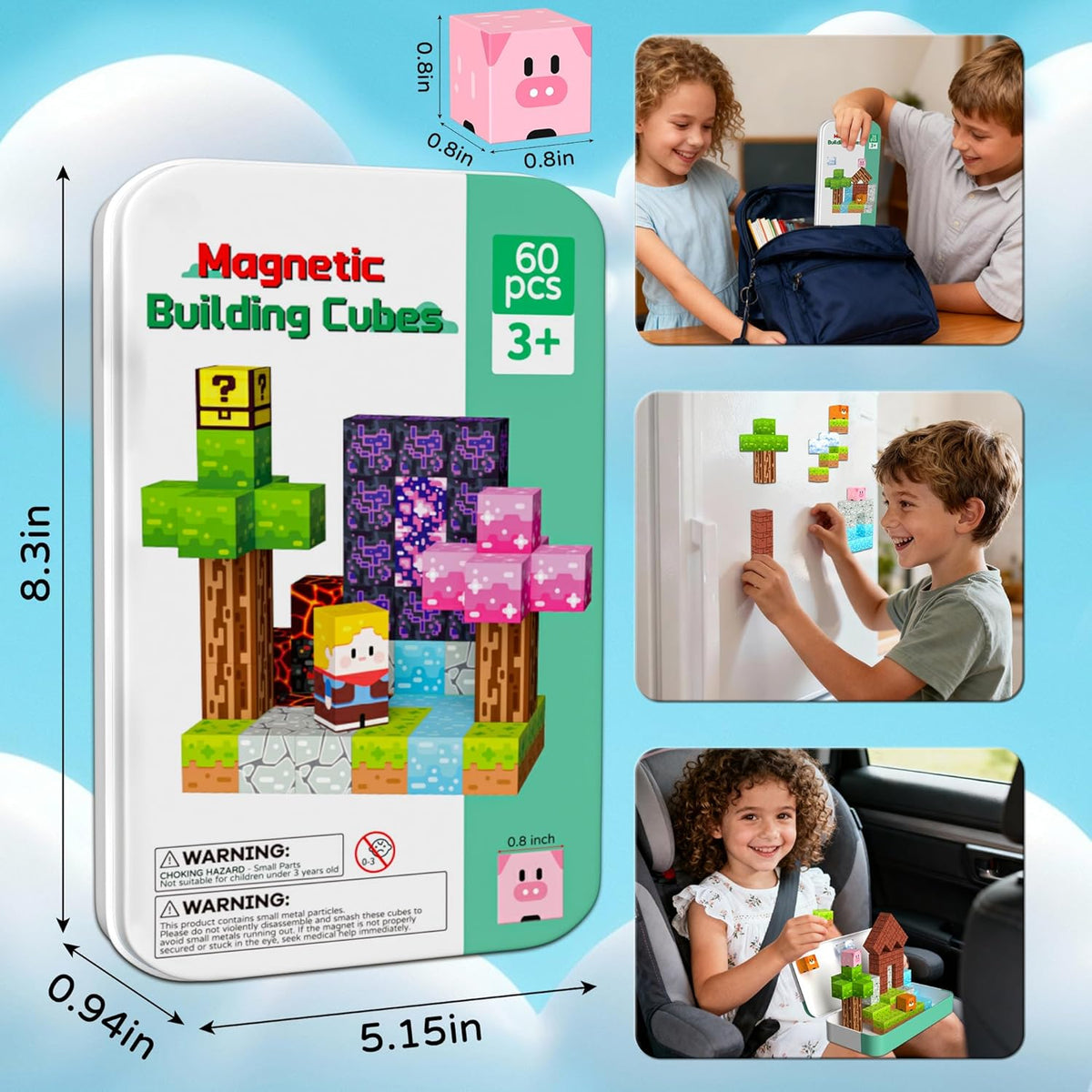 Bloques magnéticos estilo Minecraft bloques de construcción magnéti...