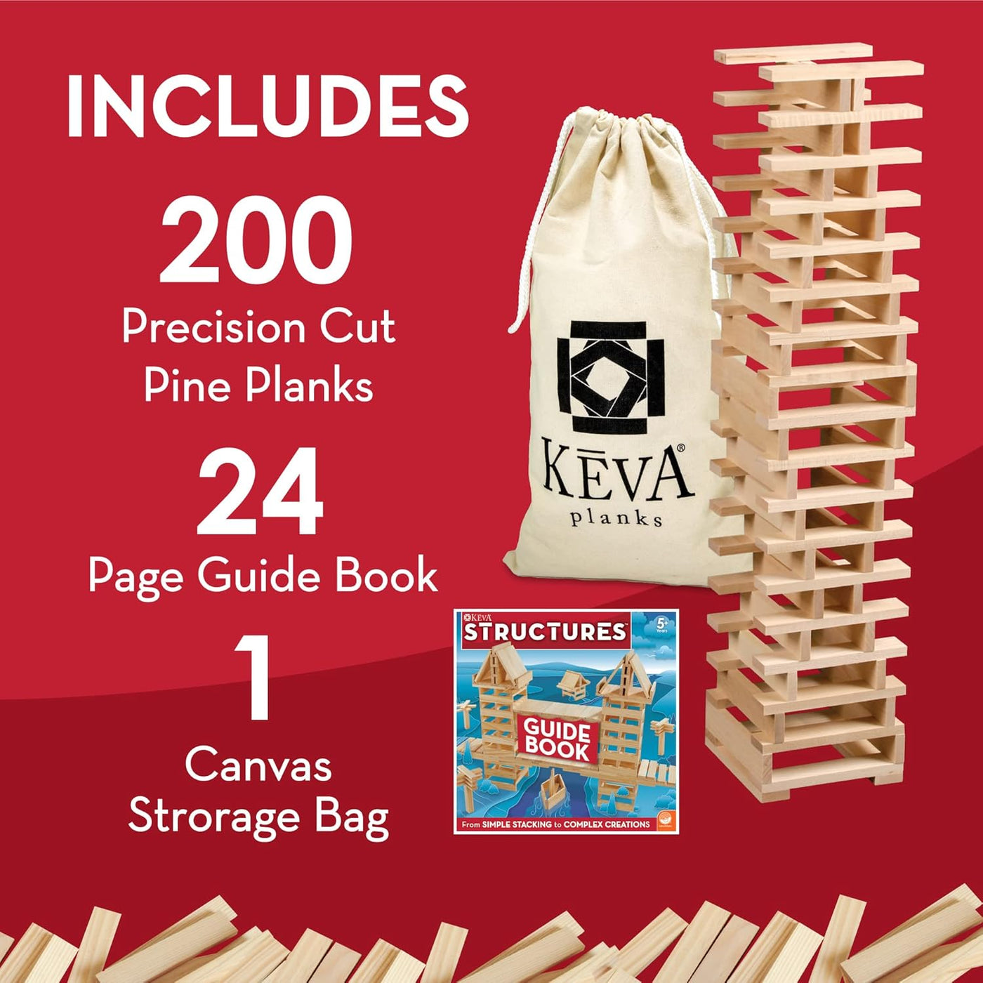 KEVA Structures - Juego de 200 tablones de construcción de