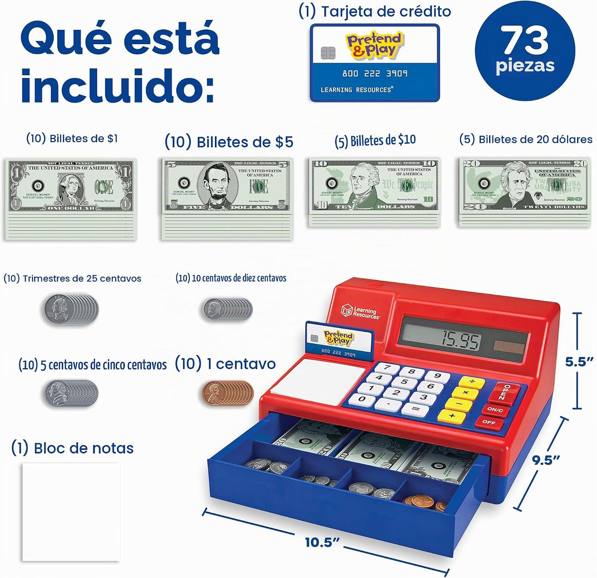 Juguete de registro de calculadora de simulación y juego de recursos de aprendizaje