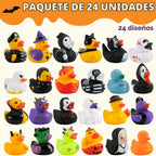 JOYIN 24 piezas de juguetes de baño de patos de Halloween, patos de goma de Halloween a granel para recuerdos de fiesta, mini patitos para bañera de bebé, juguetes para dulce o truco, rellenos de