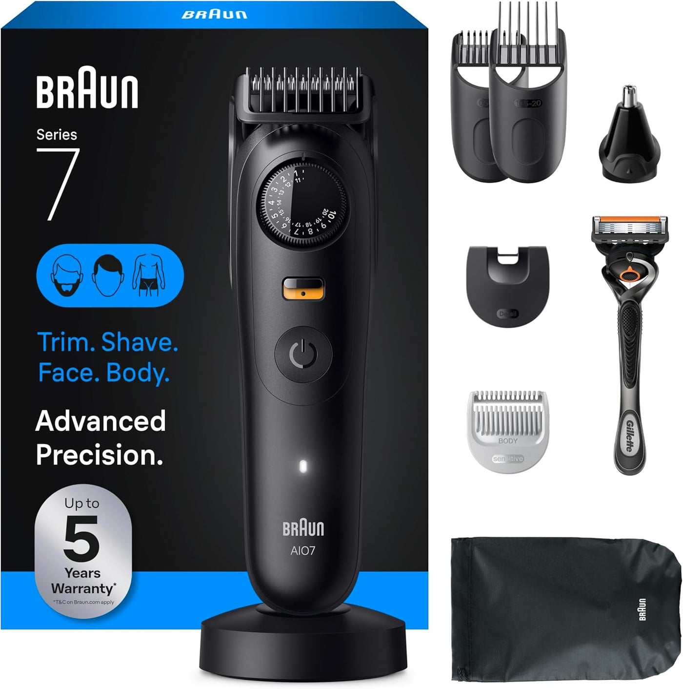 Braun Cortadora eléctrica de barba todo en uno serie 7 para hombre,...