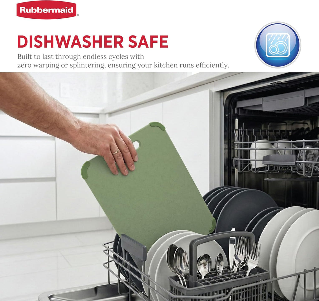 Rubbermaid Juego de 3 tablas de cortar reversibles de fibra de trigo, sin BPA, no tóxicas, aptas para lavavajillas, esquinas antideslizantes y ligeras, para carne, verduras y frutas