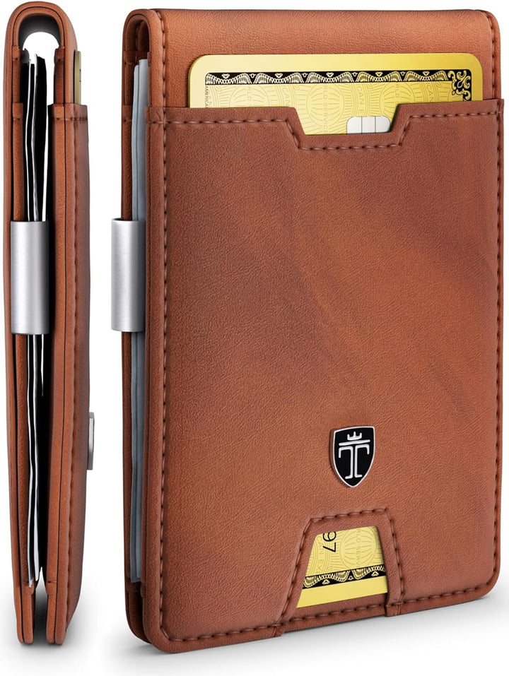 TRAVANDO AUSTIN - Cartera para hombre con clip para dinero, bloqueo...