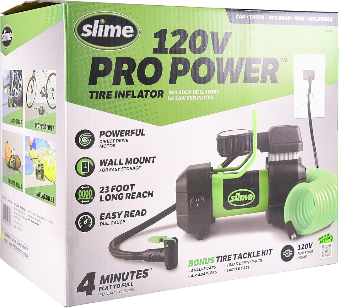 Inflador de neumáticos para casa Slime 40045, montado en pared 120V...