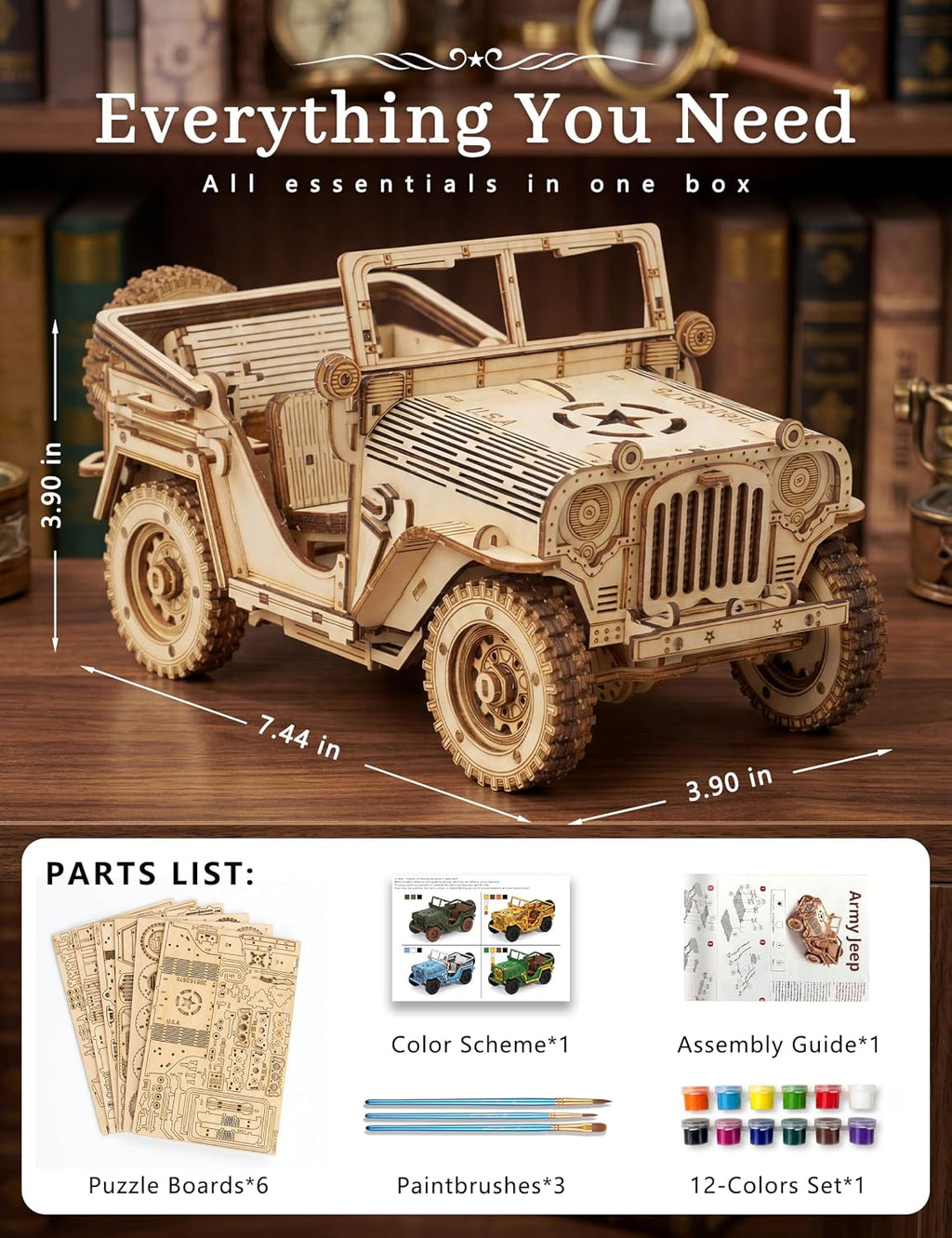 Rompecabezas de madera 3D para adultos, kit de modelo de coche